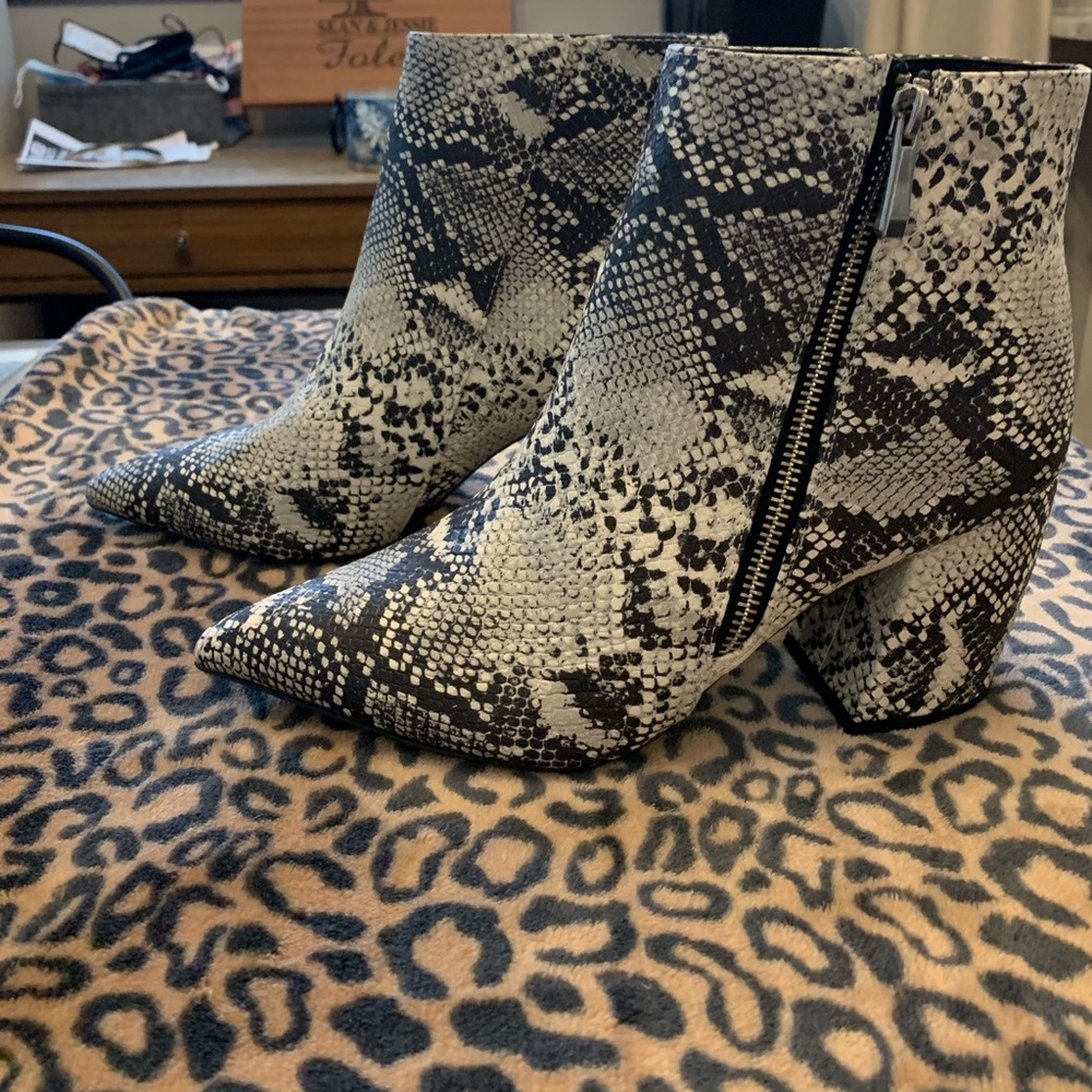 Snake print women’s booties